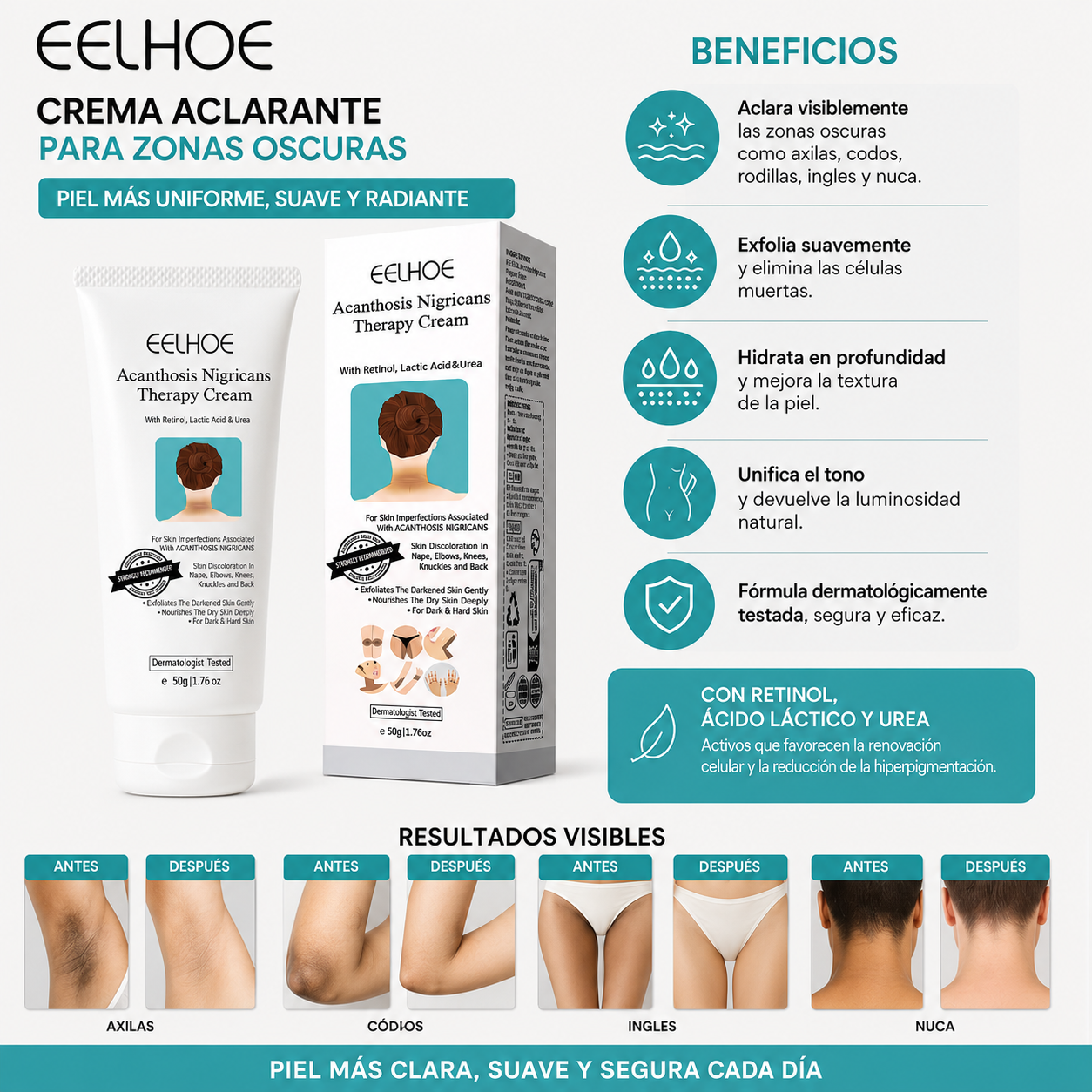 Pack de 2 Crema Aclarante Blanqueadora 50g - Eelhoe