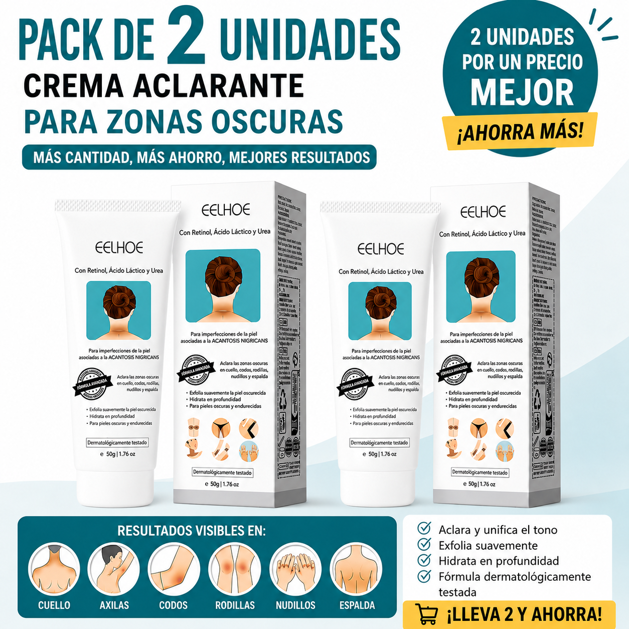 Pack de 2 Crema Aclarante Blanqueadora 50g - Eelhoe