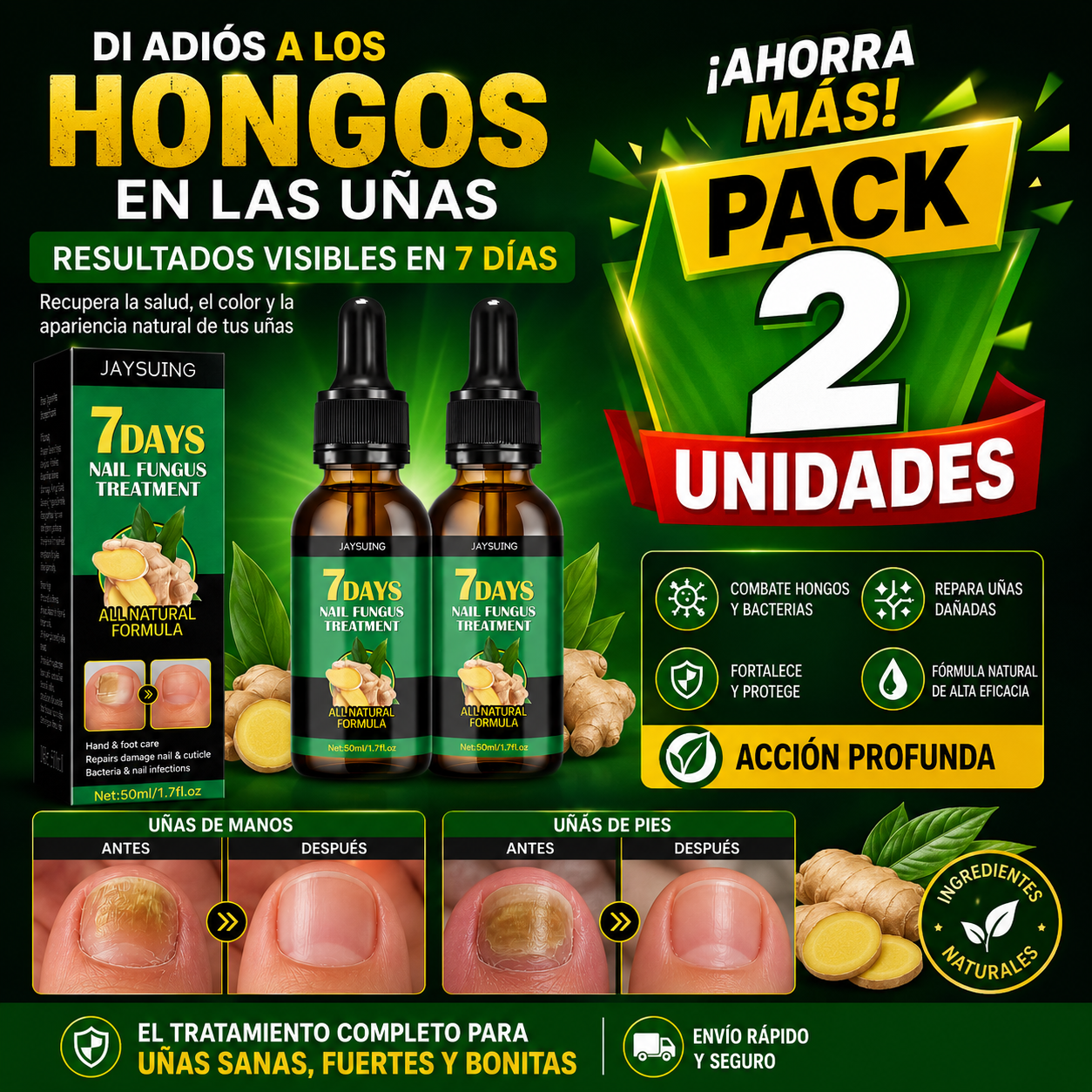 Pack de 2 Aceite Anti-Hongos Uñas 7 Days - 30ml